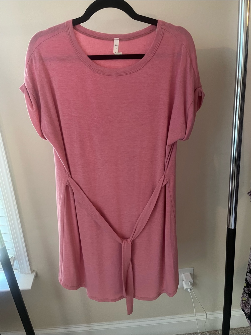 mts Rose Pink Short-Sleeve Tshirt Dress with Tie